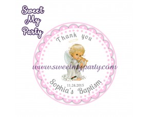 Girl Baptism stickers,Girl Christening thank you tags,(10)